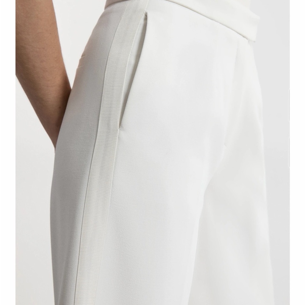 Karen Millen New Compact Stretch Grosgrain Detail Tailored Wide Leg Trousers